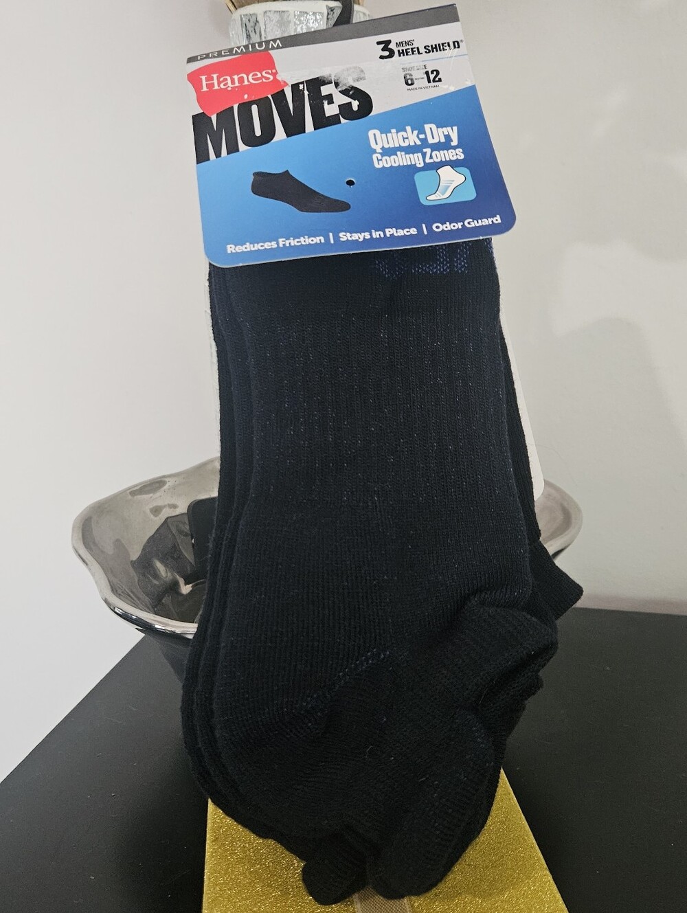 Hanes Black Unisex Low Cut Athletic Socks - 3 Pack, NWT